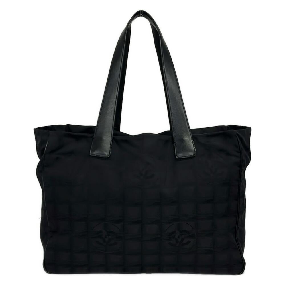 Chanel New Travel Line Tote MM Tote Bag Nylon Jacquard Leather
